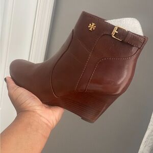 Tory Burch Brown Leather Ankle Boots